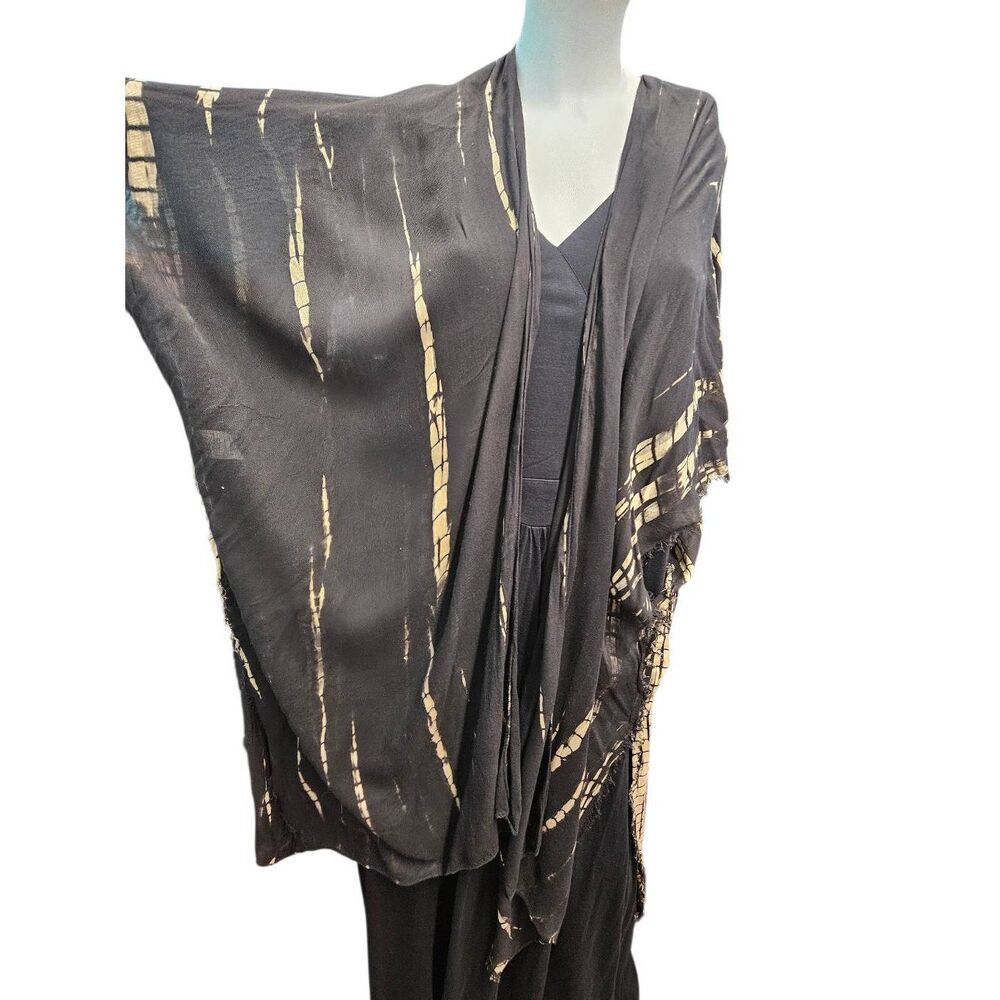 Soft Surroundings Black Tan Bathing Suit Cover One Size Fits Most Kimono - Picture 3 of 6